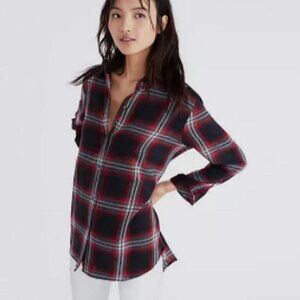 MADEWELL Ex Boyfriend Flannel Top Black  Size XXS